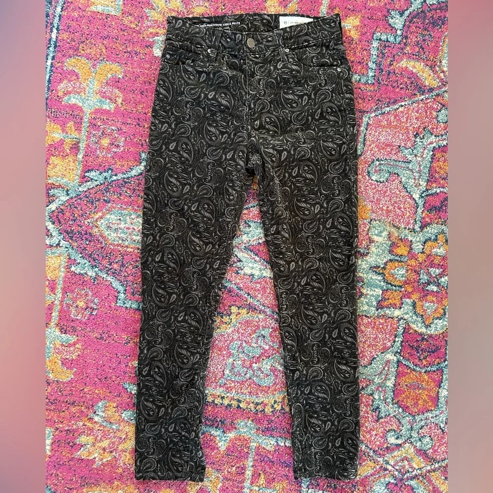 Anthropologie Ag Adriano Goldschmied | Women’s brown velvet paisley pants sz 25P